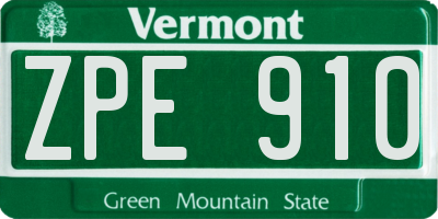VT license plate ZPE910