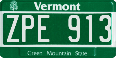 VT license plate ZPE913