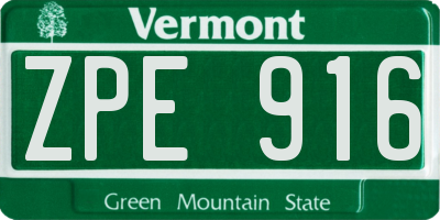 VT license plate ZPE916