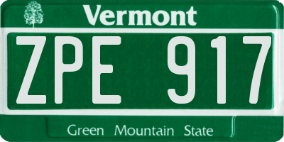 VT license plate ZPE917