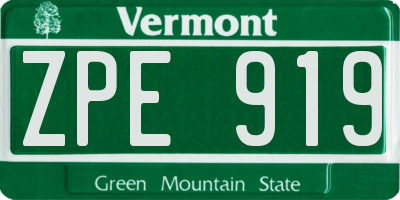 VT license plate ZPE919