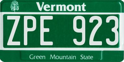 VT license plate ZPE923