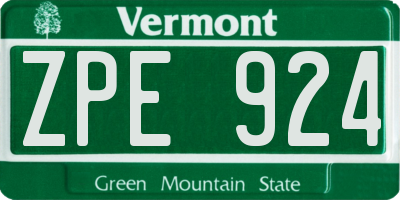 VT license plate ZPE924