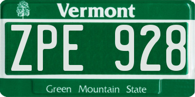 VT license plate ZPE928