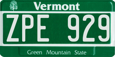 VT license plate ZPE929