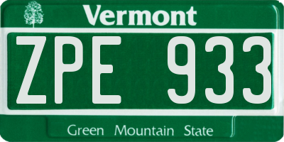 VT license plate ZPE933