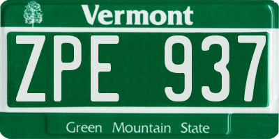 VT license plate ZPE937