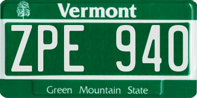 VT license plate ZPE940