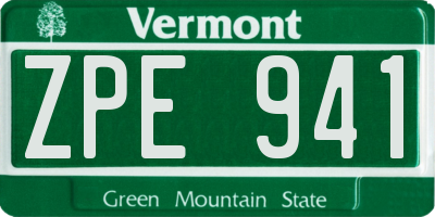 VT license plate ZPE941