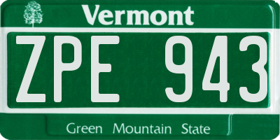 VT license plate ZPE943