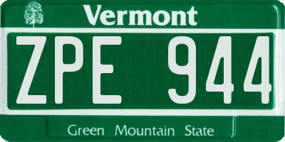 VT license plate ZPE944