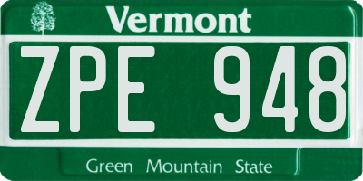 VT license plate ZPE948
