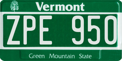VT license plate ZPE950