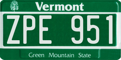 VT license plate ZPE951