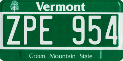VT license plate ZPE954