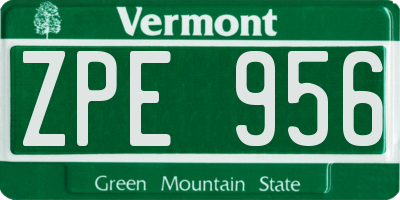 VT license plate ZPE956
