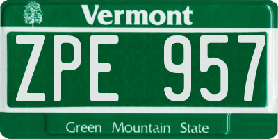 VT license plate ZPE957