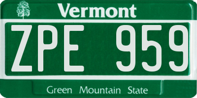 VT license plate ZPE959