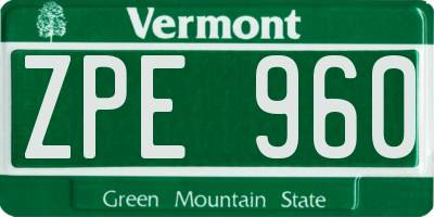 VT license plate ZPE960