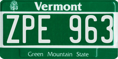 VT license plate ZPE963