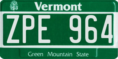 VT license plate ZPE964