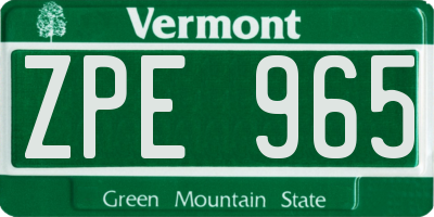 VT license plate ZPE965