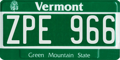 VT license plate ZPE966