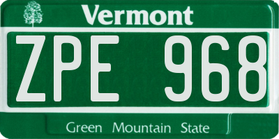 VT license plate ZPE968