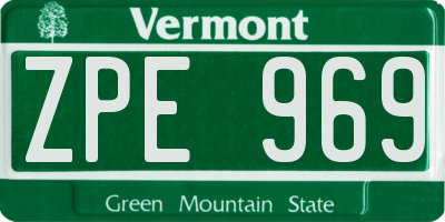 VT license plate ZPE969