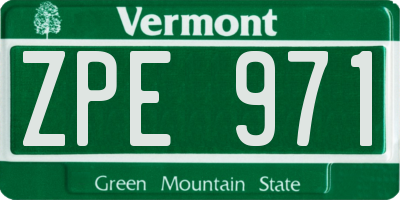VT license plate ZPE971
