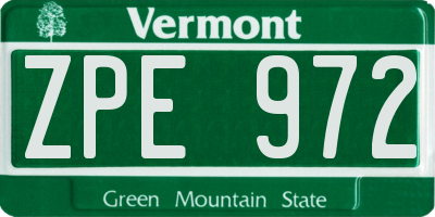 VT license plate ZPE972