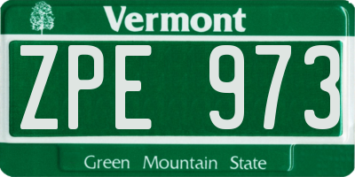 VT license plate ZPE973