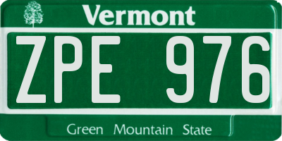 VT license plate ZPE976