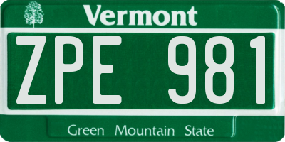 VT license plate ZPE981