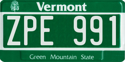 VT license plate ZPE991