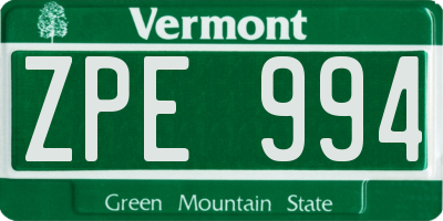VT license plate ZPE994