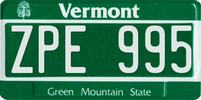 VT license plate ZPE995