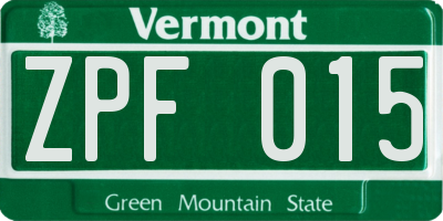 VT license plate ZPF015
