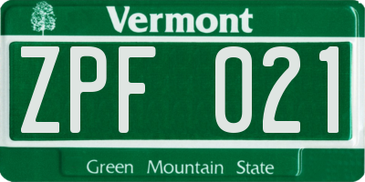 VT license plate ZPF021