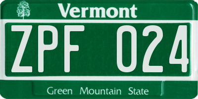 VT license plate ZPF024