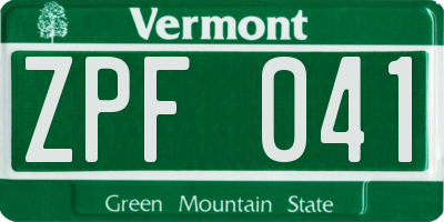 VT license plate ZPF041
