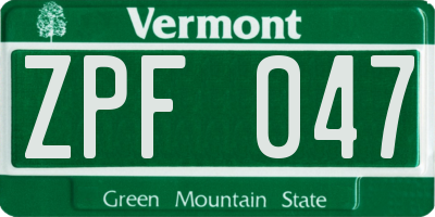 VT license plate ZPF047