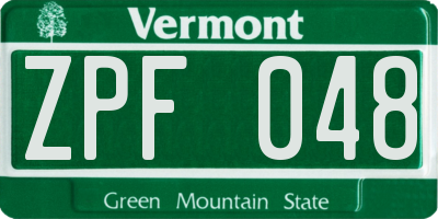 VT license plate ZPF048