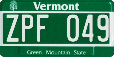 VT license plate ZPF049