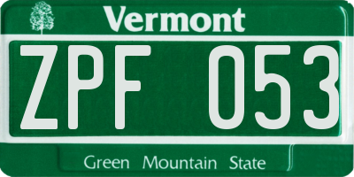 VT license plate ZPF053