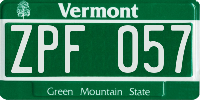 VT license plate ZPF057
