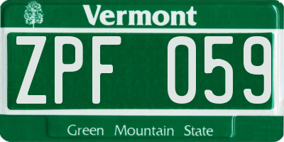 VT license plate ZPF059