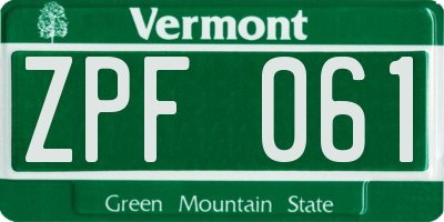 VT license plate ZPF061