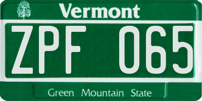 VT license plate ZPF065