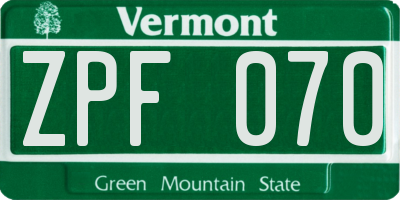 VT license plate ZPF070